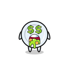 plate character with an expression of crazy about money
