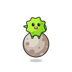 illustration of splat cartoon sitting on the moon