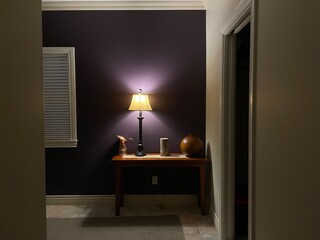 Lamp on purple background 