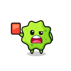 splat cute mascot as referee giving a red card