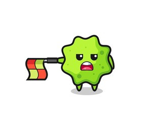 splat character as line judge hold the flag straight horizontally