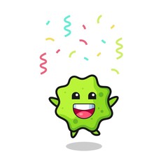 Fototapeta premium happy splat mascot jumping for congratulation with colour confetti
