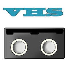 vhs cassette with inscription on white background