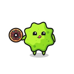 illustration of an splat character eating a doughnut