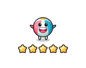 the illustration of customer best rating, beach ball cute character with 5 stars