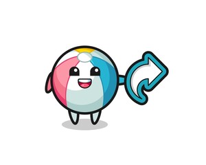 cute beach ball hold social media share symbol