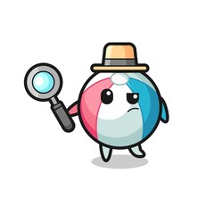 Obraz premium beach ball detective character is analyzing a case