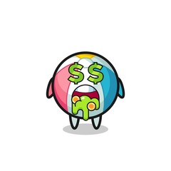 beach ball character with an expression of crazy about money