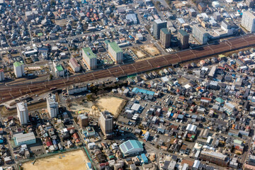 名古屋市中川区の中川郵便局付近を空撮