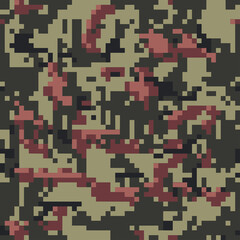 Camouflage seamless pattern. Vector illustration for printing on cloth, textile, wallpaper, paper, wrapper. Green color camo, background in military style.