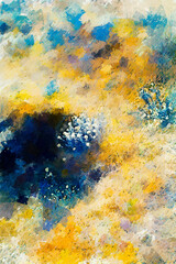Abstract digital painting of wild flower in yellow tones