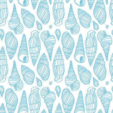 Vector seamless pattern of shells on white background © Crazy nook