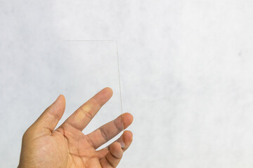 hand holding digital blank transparent monitor display mobile phone