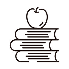 Vector illustrations of piled books and apple.
