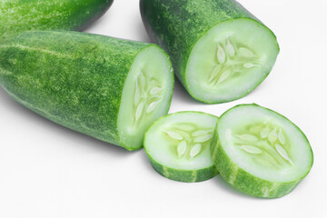 Cucumber slice isolated. Cucumber on white. Full depth of field. With clipping path