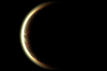 Dark planet. Sunrise. Elements of this image furnished by NASA.