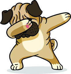 Cute dog dabbing dance and wait for long