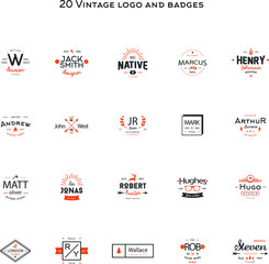 Obraz premium Retro Vintage Insignias or Logotypes set. Vector design elements, business signs, logos, identity, labels, badges and objects.