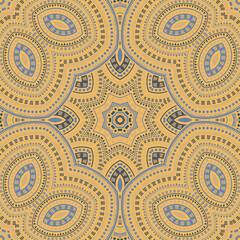 Ottoman authentic geometric vector seamless motif. Tile patchwork design. Ornate majolica ornament. Pottery decor design. Geometric shapes elements texture.