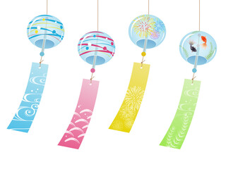 風鈴セット_ベクターイラスト