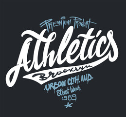 Athletics, Brooklyn handwritten typography. Cool t-shirt graphics