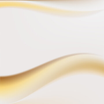 White or gray abstract background with the gold color smooth flow or swirl motion and free copy space. Vector illustration for cover presentation. Coffee advertising wallpaper.