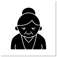 Senior line icon. Life cycle. Old woman. Retirement. Different ages concept. Filled flat sign. Isolated silhouette vector illustration