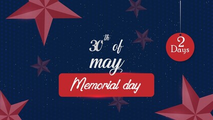 Memorial day may 30th. Sale Poster, Sale Banner, Sale Flyer, Best Offer, 2 Days Sale, Limited Time Offers.  Vector illustration
