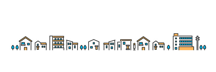 郊外の住宅地・街並みのイメージイラスト素材