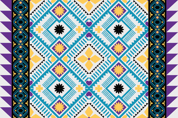 Colorful geometric ethnic seamless pattern design for wallpaper, background, fabric, curtain, carpet, clothing, and wrapping vector illustration.