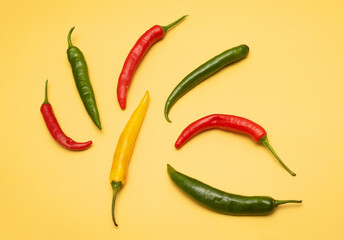 Colorful chili peppers in circle