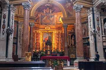 The interior of the  Royal Church of San Lorenzo, Turin, Italy