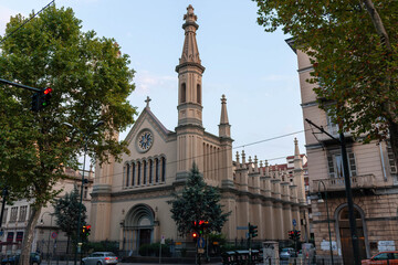Fototapeta na wymiar Tempio Valdese, a protestant church in Turin, Italy