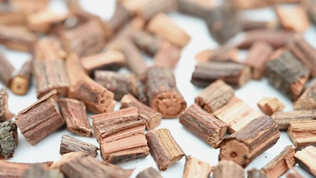 angle view herb ShouWuTeng or Tuber Fleeceflower Stem or Polygoni Multiflori Caulis rotating