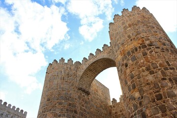 The wall of Avila ,Spain lower view to up. photo