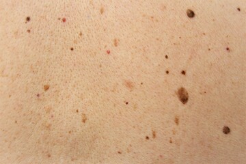 Moles and birthmark on human skin texture. photo horizontal full frame