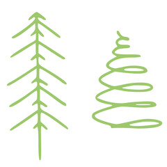 Christmas tree green illustrations isolated on white background
