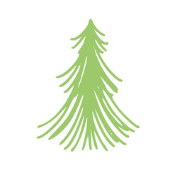 Obraz premium Christmas tree green illustrations isolated on white background