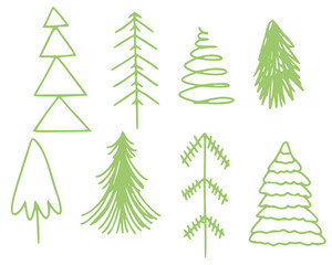 Fototapeta premium Christmas tree green illustrations isolated on white background