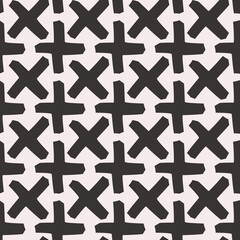 Fototapeta na wymiar Black crosses, vector decor from elementary crosses.