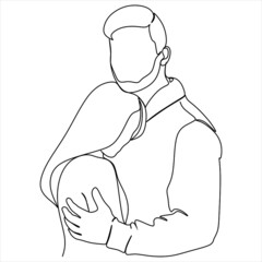 One continuous, single line  drawing of a woman and a man. Hugs of a young couple, lovers, woman and man. Doodles. Romantic.