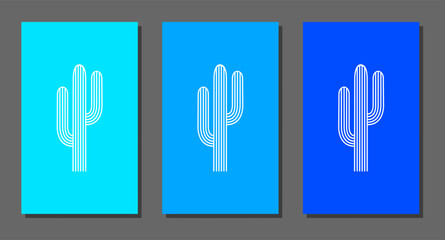 Vector botanical wall arts, with cactus. Minimalistic and natural. Cactus and line arts design.