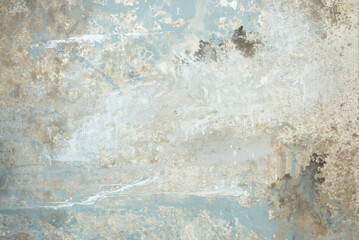 Light background of decorative plaster with abstract spots. Unusual texture of white or gray wall with beautiful patterns, creative surface background. Finishing coating for building cladding.