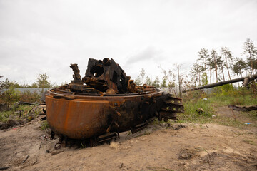 War in Ukraine broken military equipment of the invaders