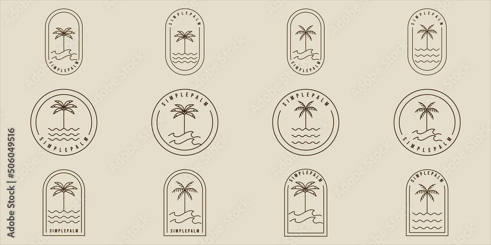 Canvas Prints set of simple palm tree line art vector minimalist illustration template icon graphic design. bundle