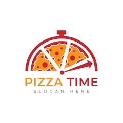 pizza time design logo business restaurant vector