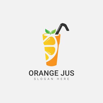 Fresh fruit juice logo design template. Orang juice bar logo design.