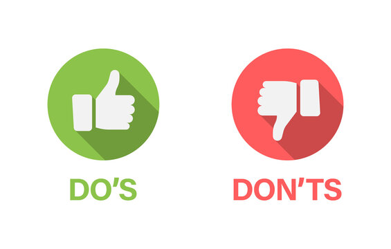 Do and Don't thumbs vector icons.