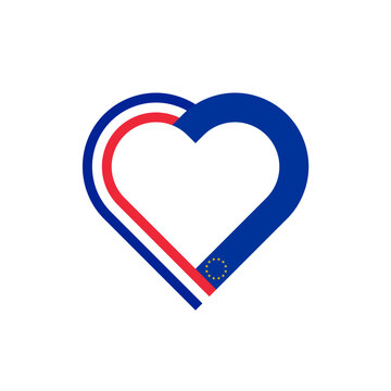 unity concept. heart ribbon icon of france and european union flags. vector illustration isolated on white background