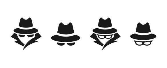 Agent or spy icon. Incognito vector logo collection. - obrazy, fototapety, plakaty